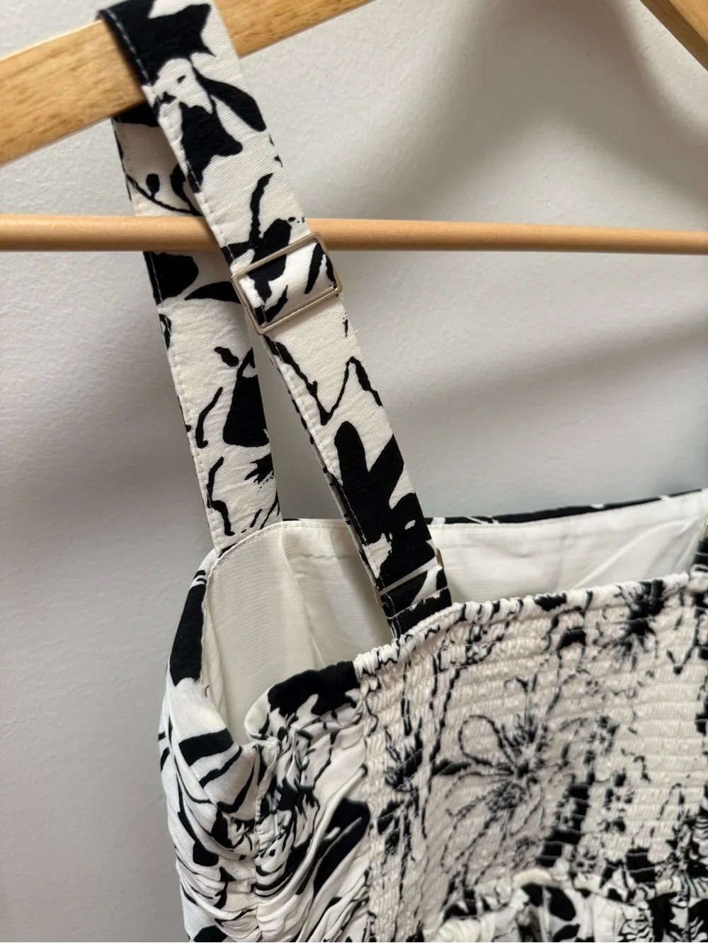 Abercrombie & Fitch Black and White Floral Tiered Maxi Dress